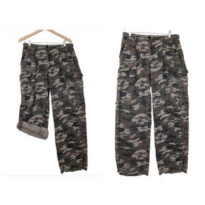 Simisue Wide Leg Cargo Pants Womens M‎ Camo Streetwear Urban Utility Lightweight